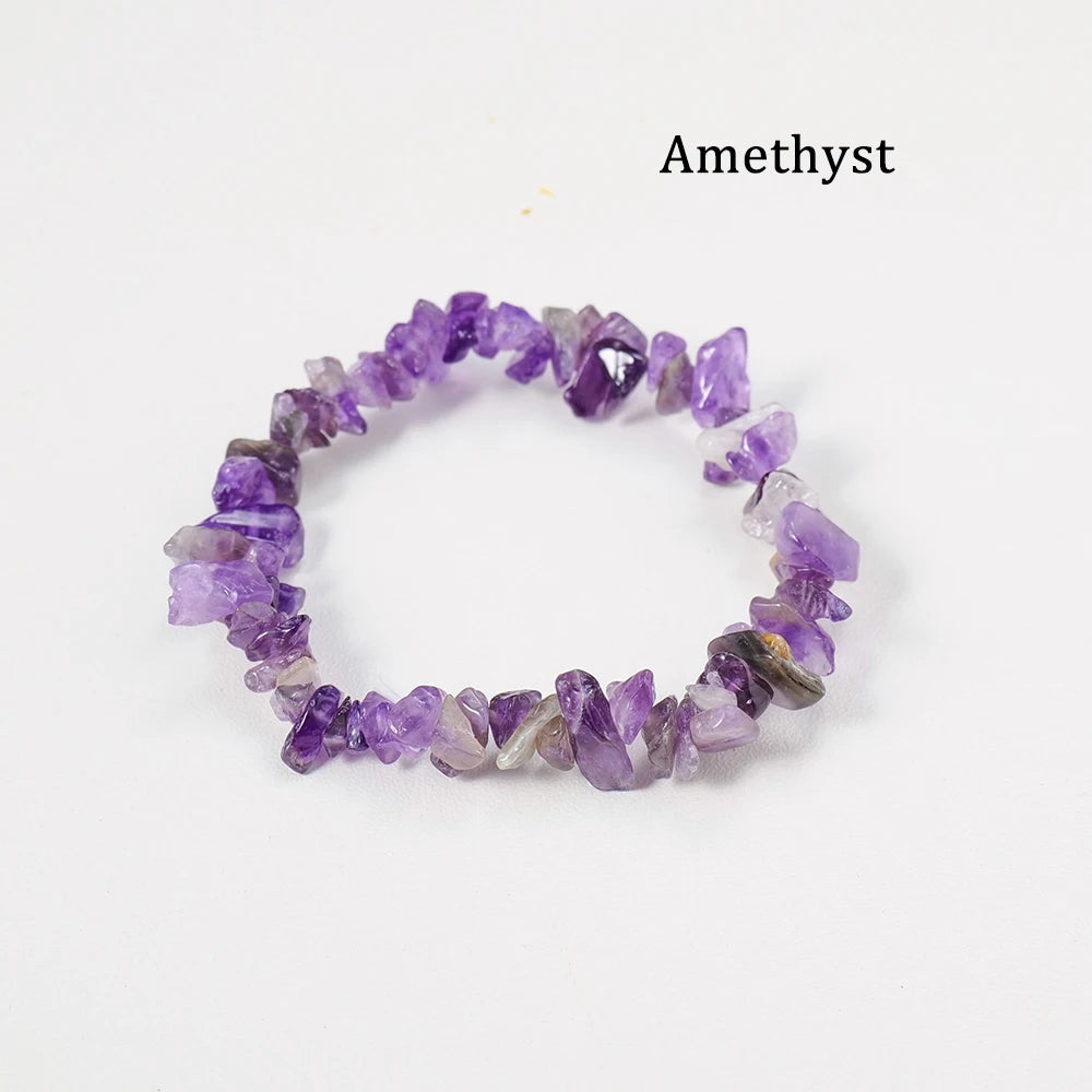 1pc  Natural Gem Crystal Stone Bracelet Gravel Irregular Crystal Stretch Chip beads Nuggets Bangles Quartz Wristband For Women