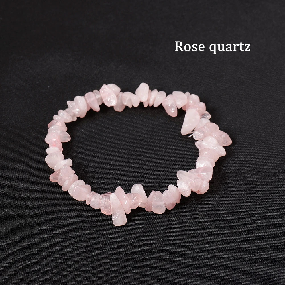 1pc  Natural Gem Crystal Stone Bracelet Gravel Irregular Crystal Stretch Chip beads Nuggets Bangles Quartz Wristband For Women