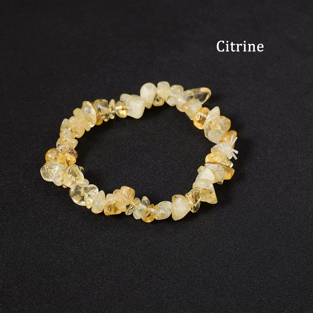 1pc  Natural Gem Crystal Stone Bracelet Gravel Irregular Crystal Stretch Chip beads Nuggets Bangles Quartz Wristband For Women