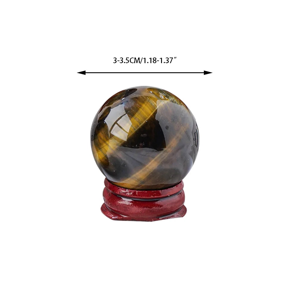 1pc Natural Gemstones Blue Tiger Eye Crysal Sphere Magic Ball With Wooden Base Home Decoration Reiki Wicca Chakra Stones