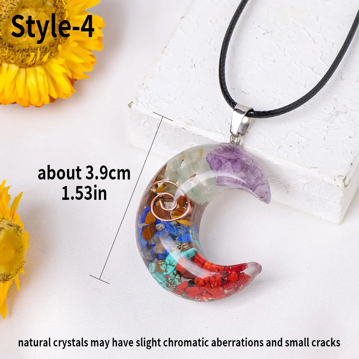 1pc Natural Healing Crystal Gravel Stone Ogen Pendant Necklace Adjustable Resin Necklace Shield Jewelry for Women Men