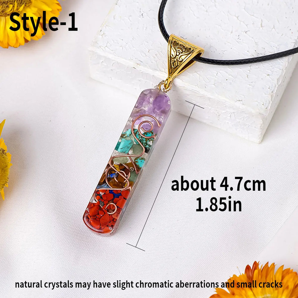 1pc Natural Healing Crystal Gravel Stone Ogen Pendant Necklace Adjustable Resin Necklace Shield Jewelry for Women Men