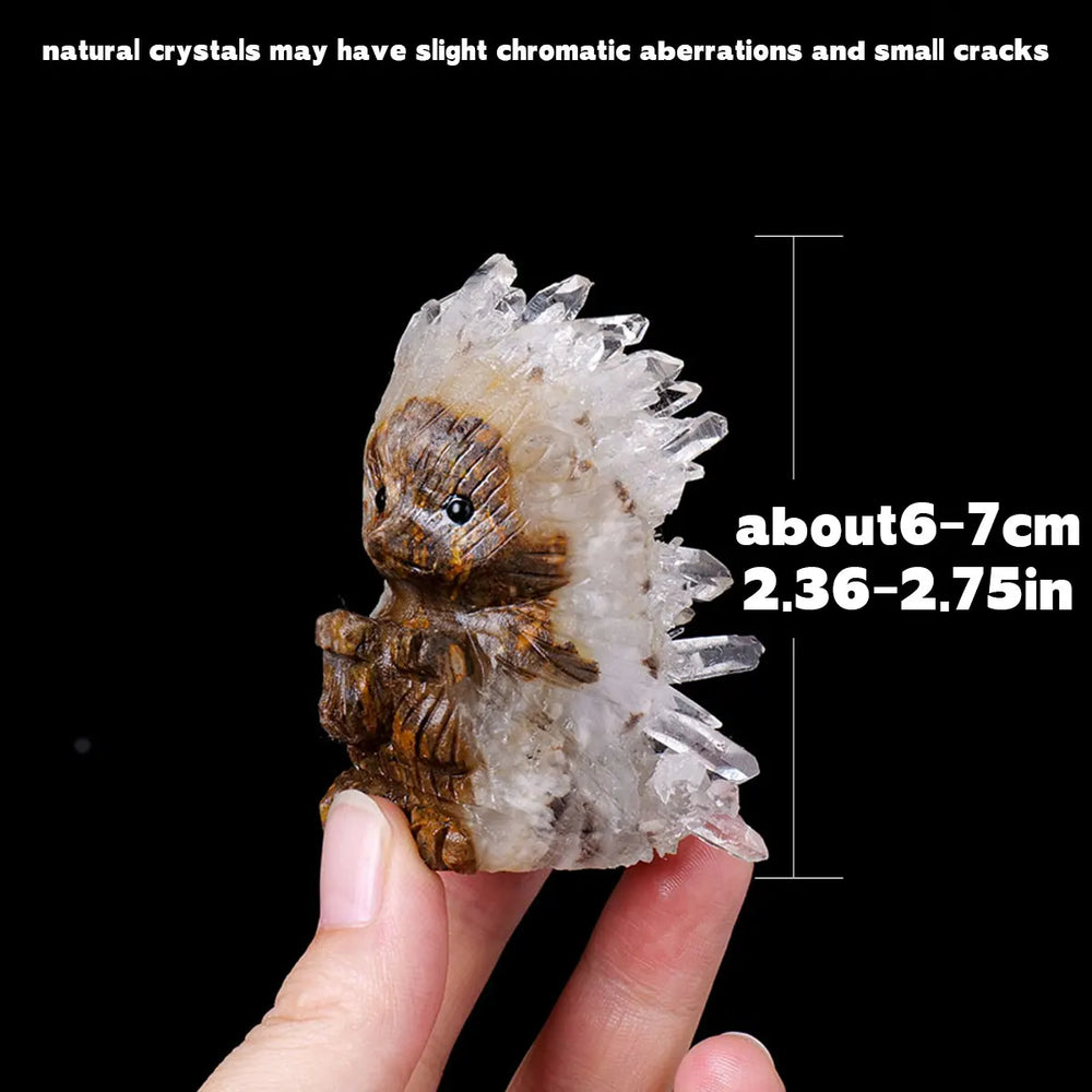 1pc Natural Healing Crystal Stone Clear Quartz Cluster Small Hedgehog Animal Figurines Home Decoration Birthday Gift