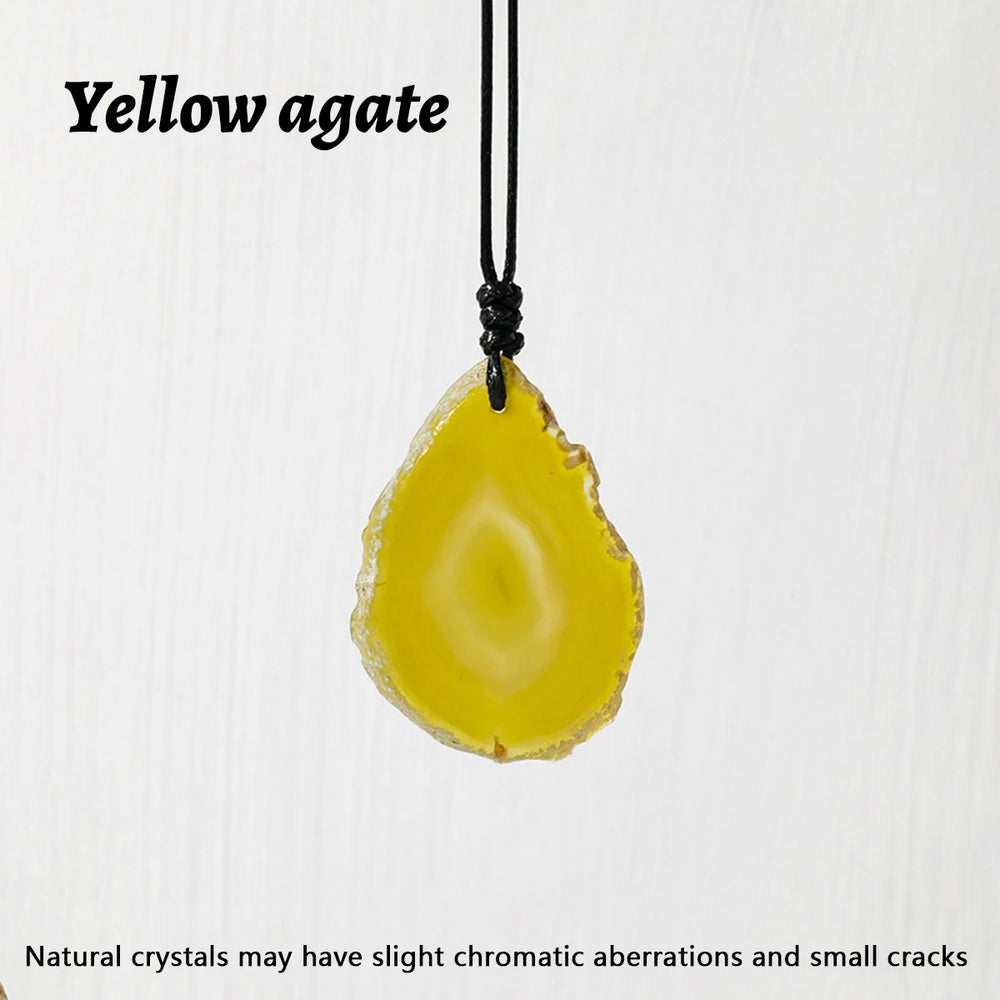 1pc Natural Healing Gemstone Agate Slices Irregular stones Pendant Charm Crystal Necklace Energy Amulet Jewelry Gift