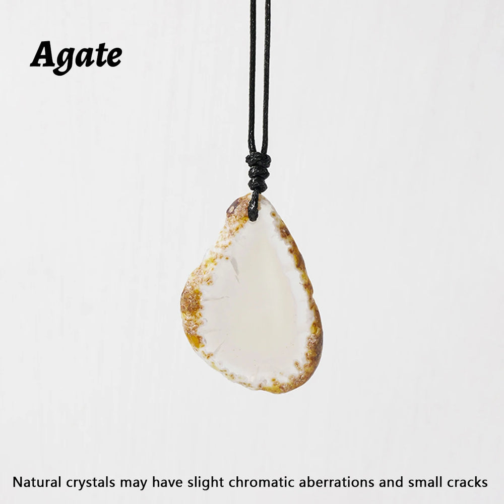 1pc Natural Healing Gemstone Agate Slices Irregular stones Pendant Charm Crystal Necklace Energy Amulet Jewelry Gift