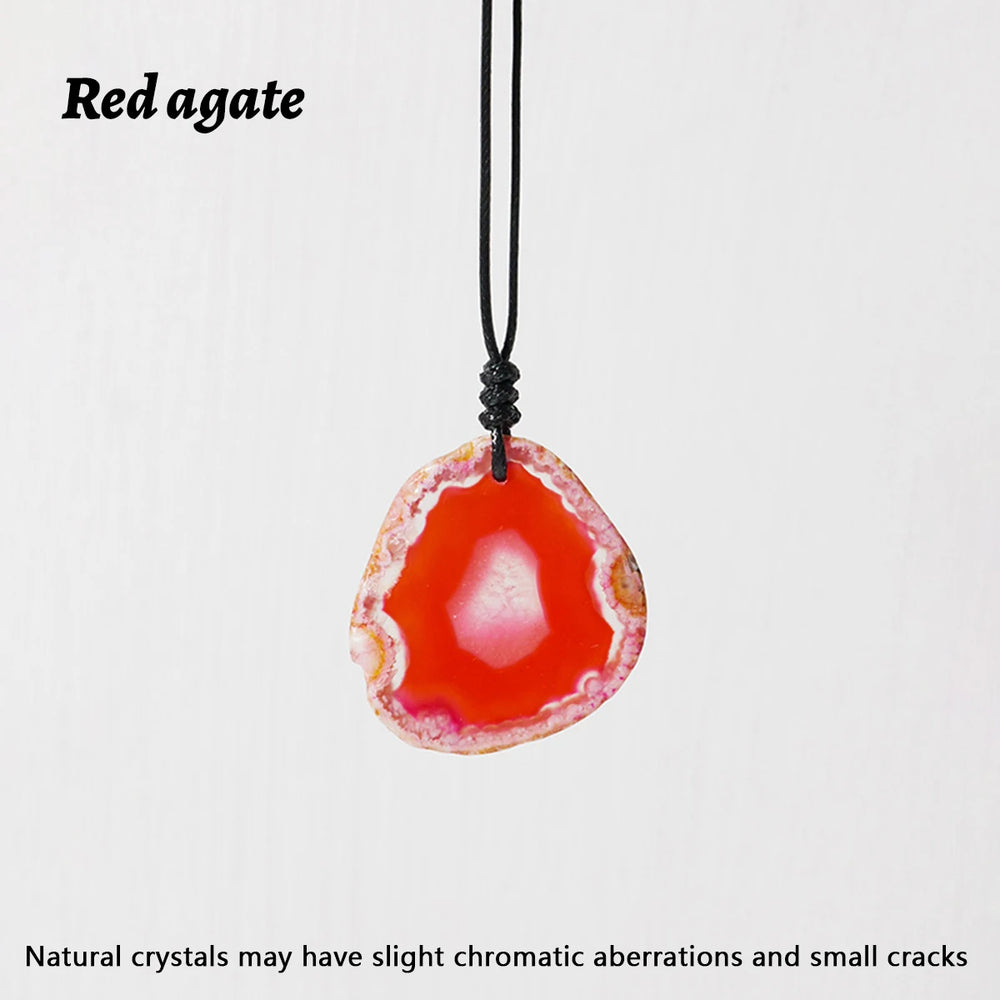 1pc Natural Healing Gemstone Agate Slices Irregular stones Pendant Charm Crystal Necklace Energy Amulet Jewelry Gift