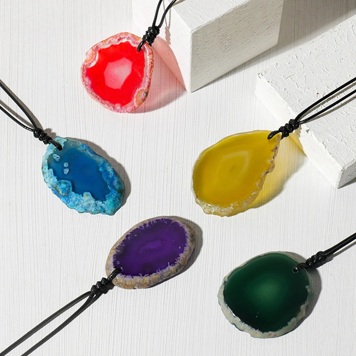 1pc Natural Healing Gemstone Agate Slices Irregular stones Pendant Charm Crystal Necklace Energy Amulet Jewelry Gift