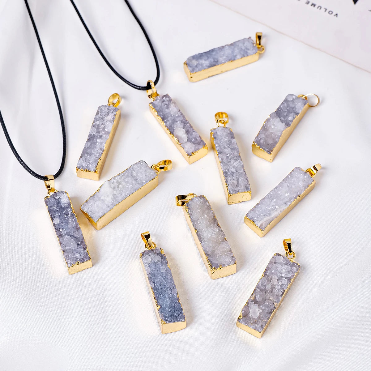 1pc Natural Healing Gemstone Agate Tooth Irregular stones Pendant Charm Crystal Necklace Energy Amulet Jewelry Gift