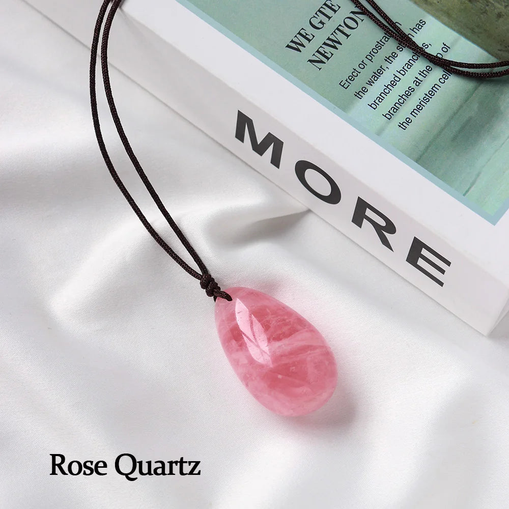 1pc Natural Healing Gemstone Amethyst Rose Quartz Water Drop Pendant Charm Crystal Necklace Energy Amulet Jewelry Gift