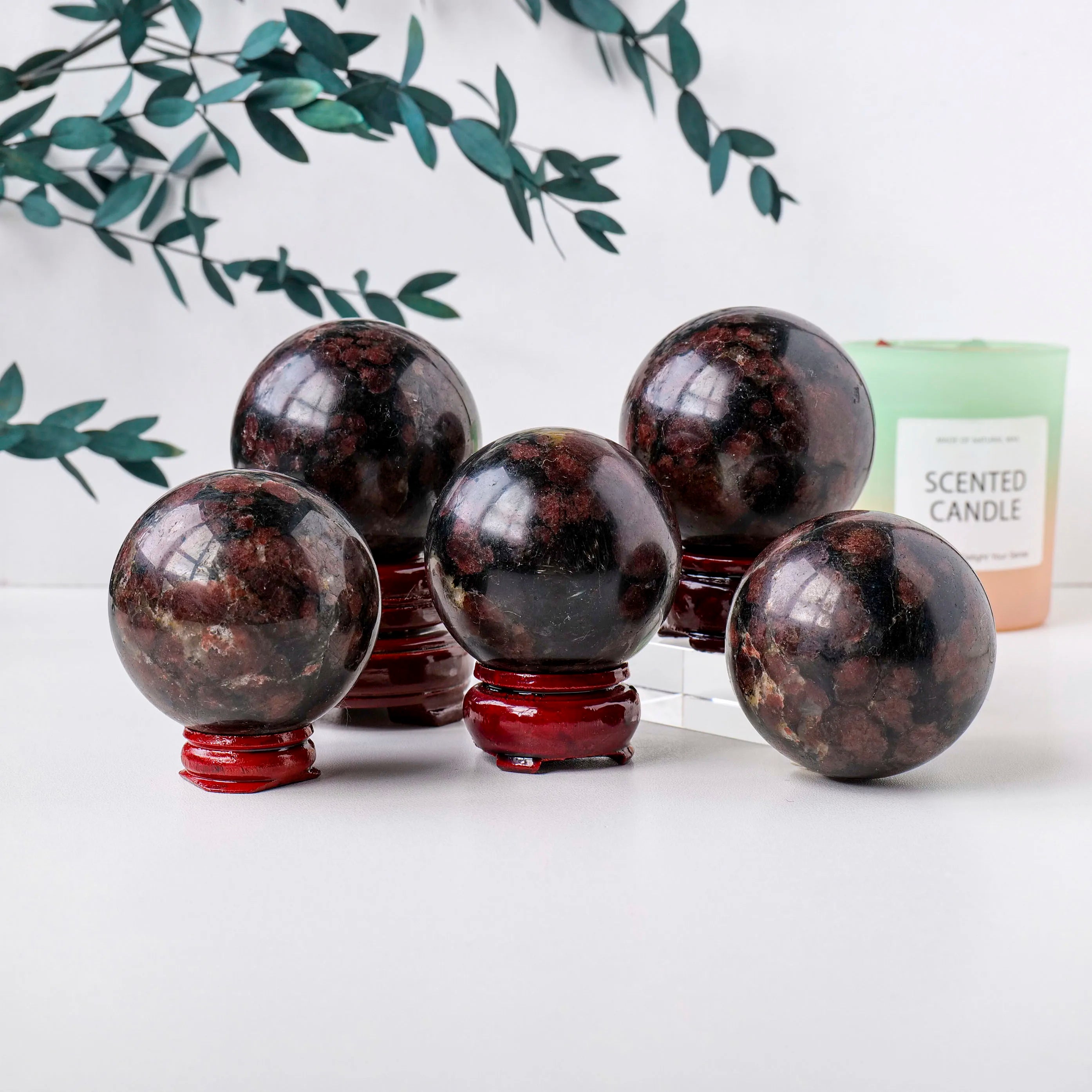 1pc Natural High Quality Polished Garnet Magic Balls Gemstones Sphere Reiki Crystal Collection Gifts