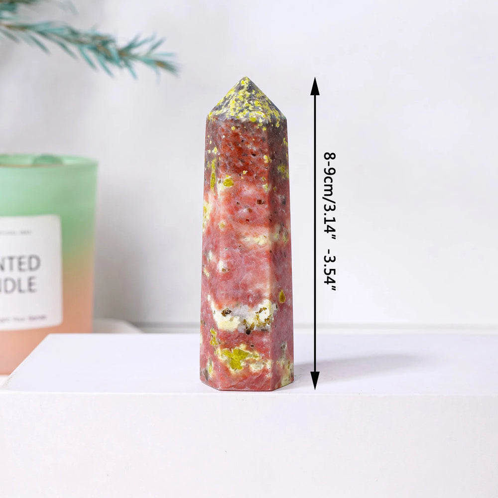 1pc Natural Peach Blossom Tourmaline Stone Obelisk Crystal Quartz Tower Home Decor Energy Crystal Healing Gemstone