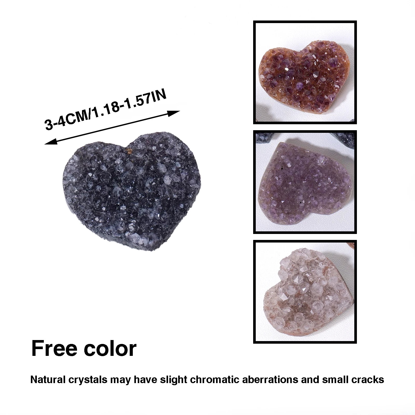 1pc Natural Purple Quartz Colorful Amethyst Heart Cluster Healing  Raw Stone Mineral Specimen Collection Ornament