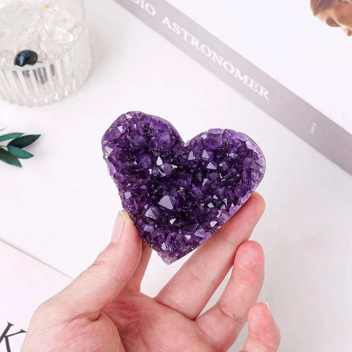 1pc Natural Raw Amethyst Quartz Purple Crystal Cluster Heart Healing Stones Specimen Home Decoration Crafts Decoration Ornamen