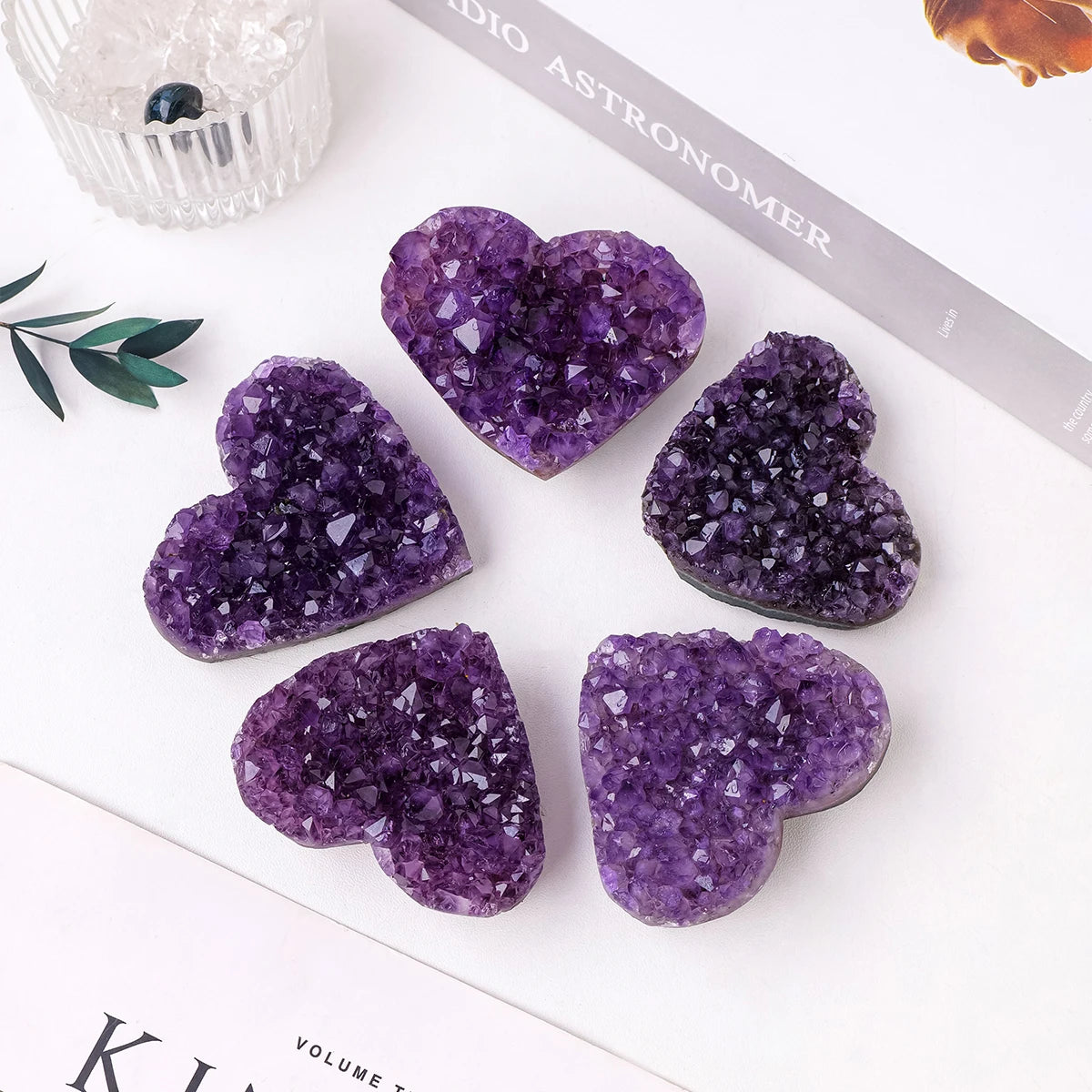 1pc Natural Raw Amethyst Quartz Purple Crystal Cluster Heart Healing Stones Specimen Home Decoration Crafts Decoration Ornamen