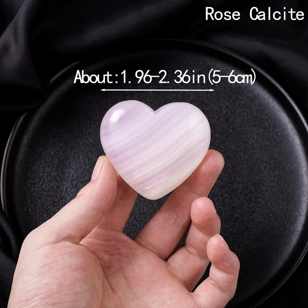 1pc Natural Rose Calcite Crystal Heart Love Spiritual Meditation Feng Shui Druzy Home Ornament Reiki Healing Meditation Decor