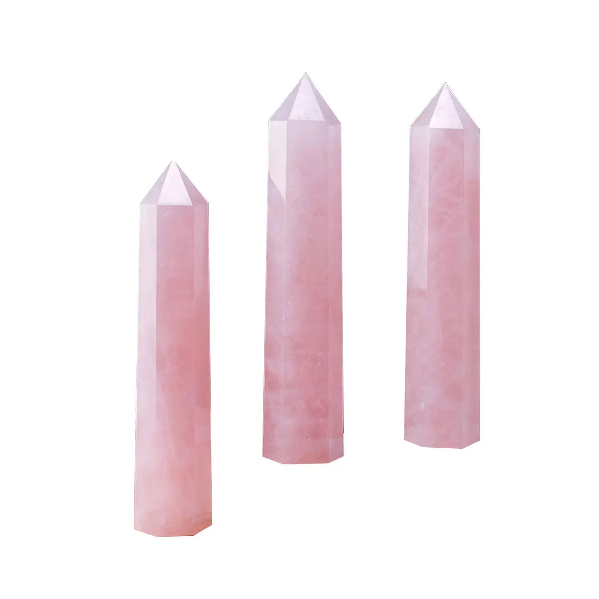 1pc Natural Rose Quartz Crystal Point Pink Crystal Column Hand Polished Hexagon For Home Furnishing Decoration