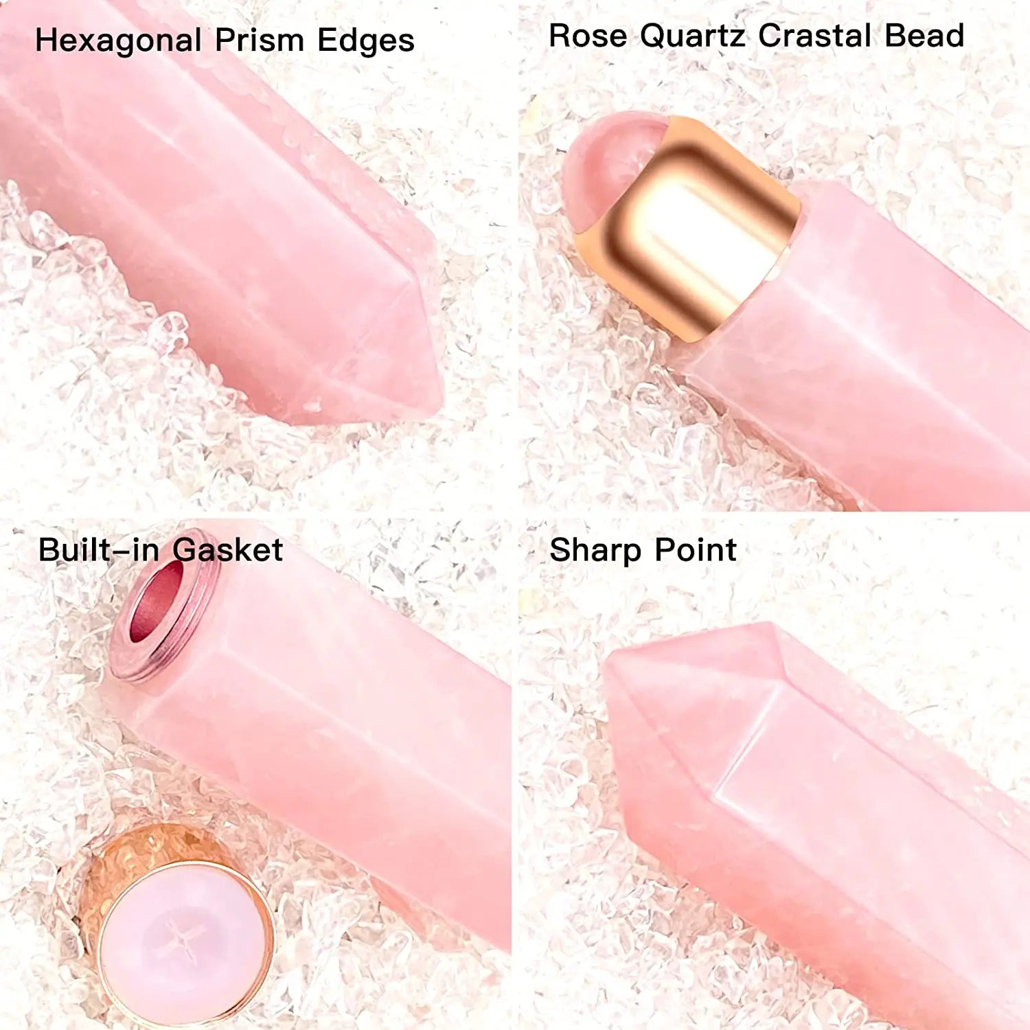 1pc Natural Rose Quartz Essential Oil Bottle Energy Crystal Beauty Tool Thin Face Gift Box Portable Perfume Bottle