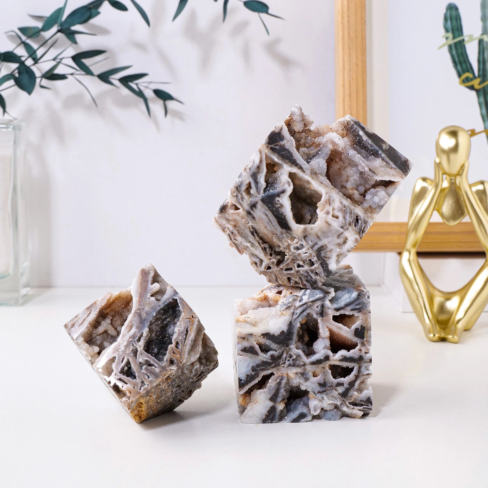 1pc Natural Sphalerite Crystal Cluster Druzy Cube Table Ornament Healing Crystal Quartz Raw Crystal Gift  Home Decoration