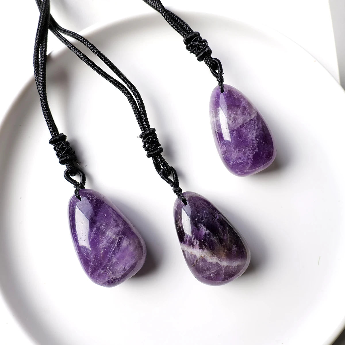 1pc Natural Stone Amethyst Crystal Water Droplet Pendant Sphere Necklace Ornament Decorative Chakra Home Decoration