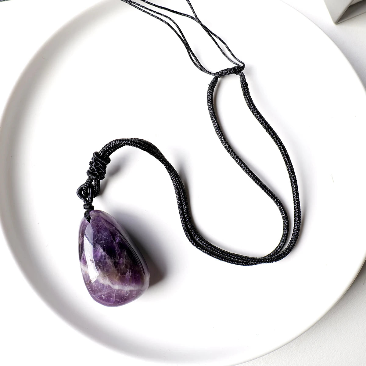 1pc Natural Stone Amethyst Crystal Water Droplet Pendant Sphere Necklace Ornament Decorative Chakra Home Decoration