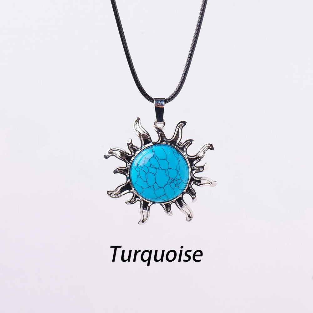 1pc Natural Stone Crystal Sun Apollo Pendant Necklace Ornament Decorative Chakra Home Decoration