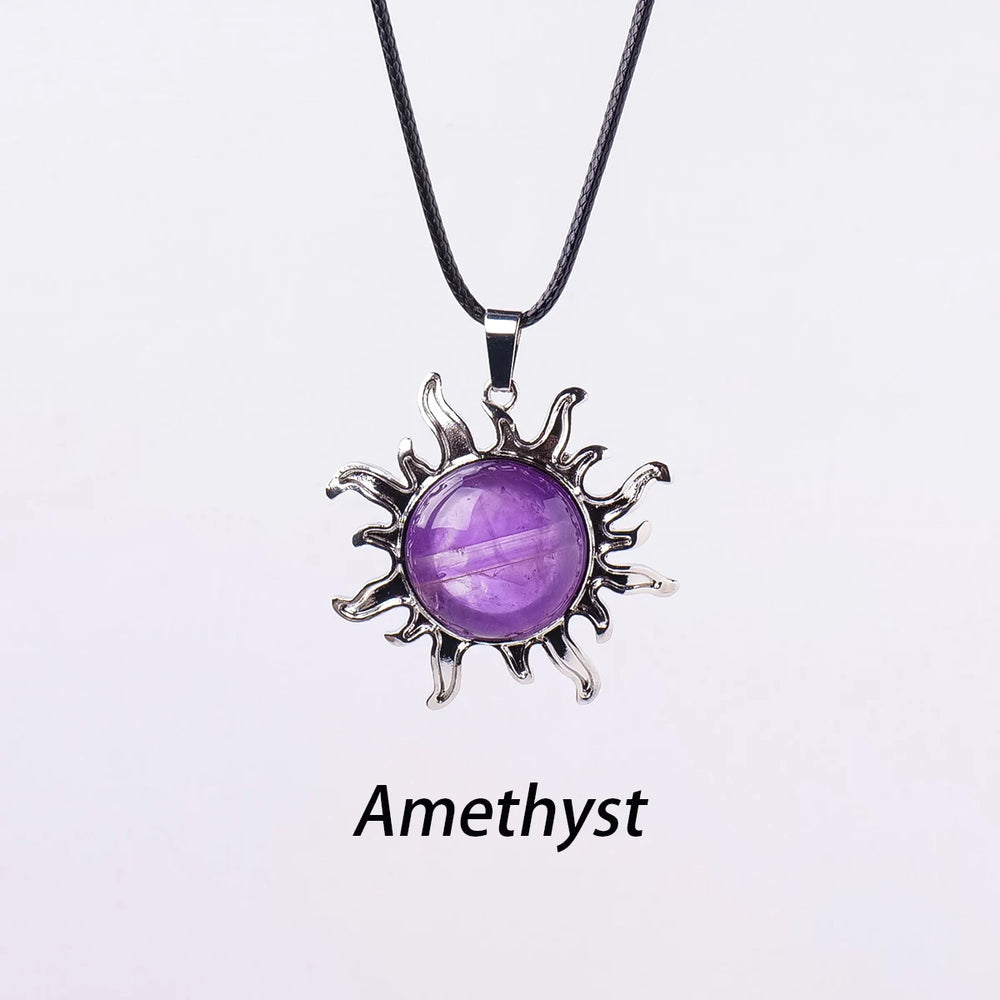 1pc Natural Stone Crystal Sun Apollo Pendant Necklace Ornament Decorative Chakra Home Decoration