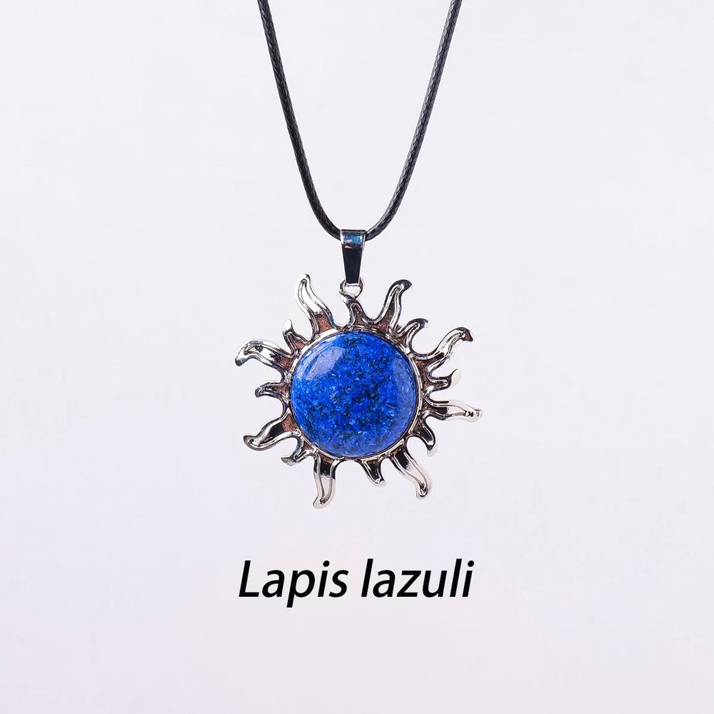 1pc Natural Stone Crystal Sun Apollo Pendant Necklace Ornament Decorative Chakra Home Decoration