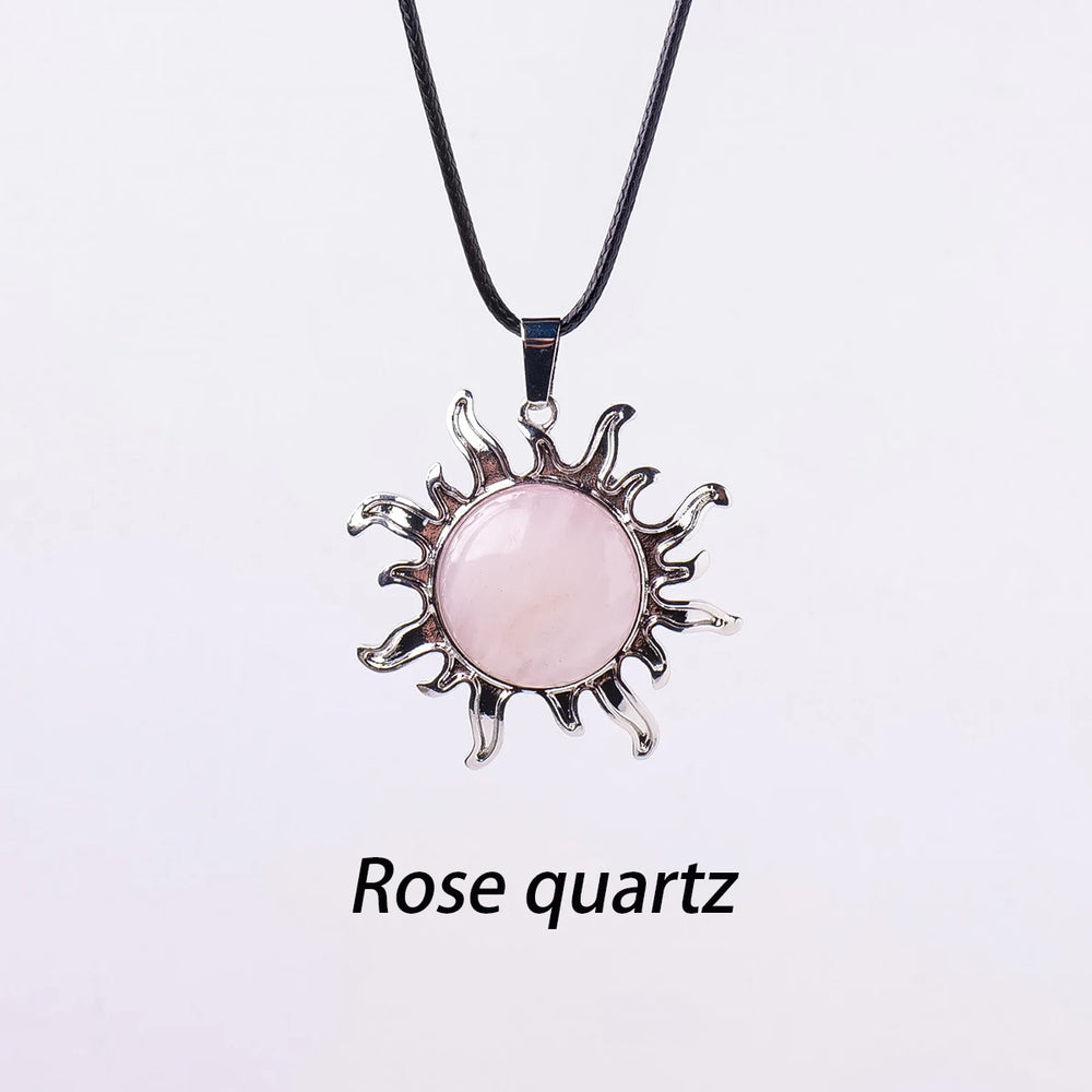 1pc Natural Stone Crystal Sun Apollo Pendant Necklace Ornament Decorative Chakra Home Decoration