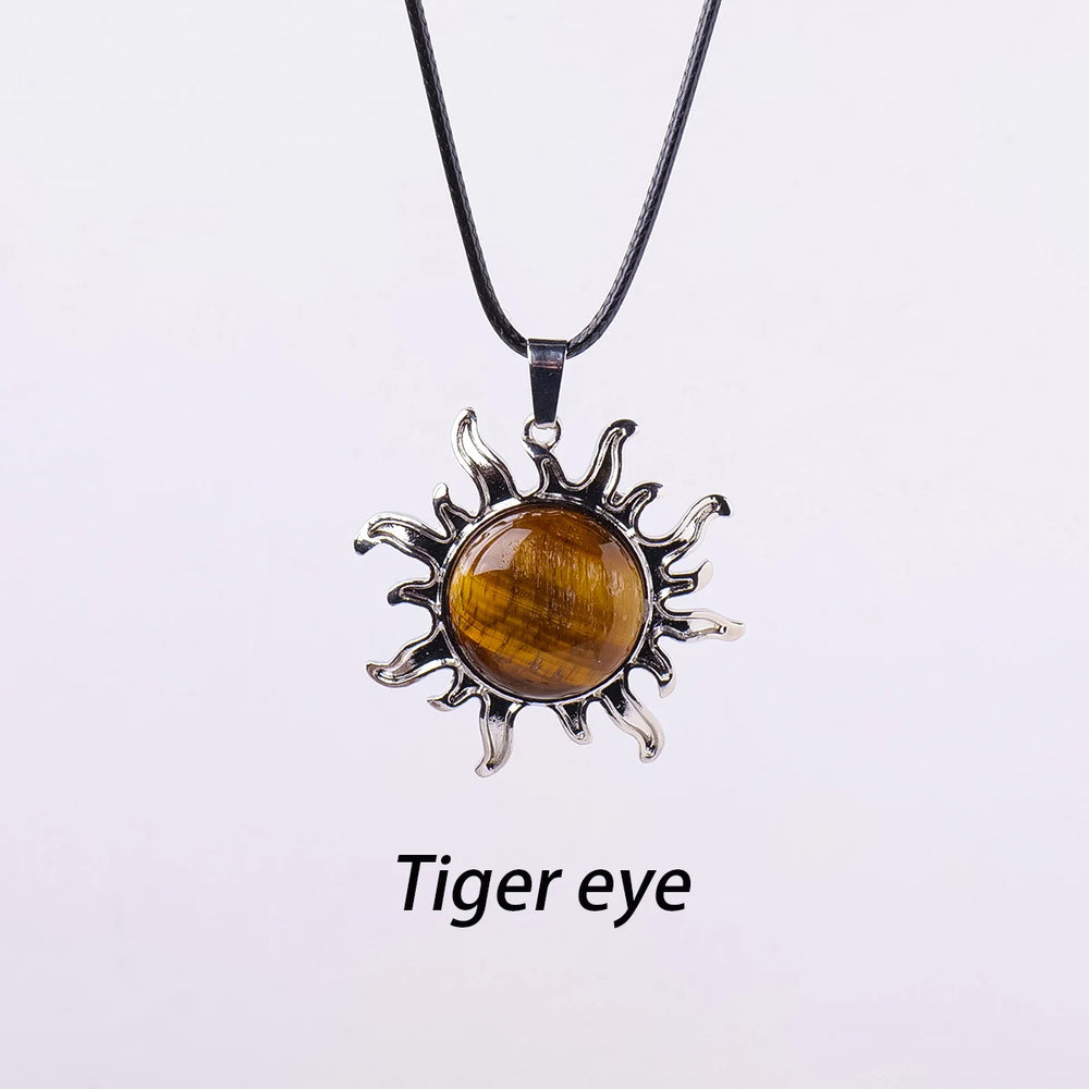 1pc Natural Stone Crystal Sun Apollo Pendant Necklace Ornament Decorative Chakra Home Decoration