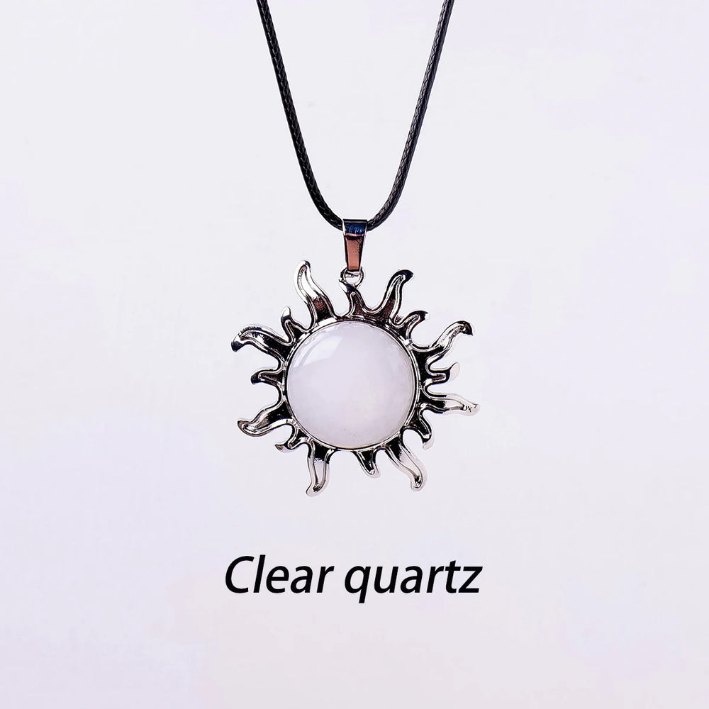 1pc Natural Stone Crystal Sun Apollo Pendant Necklace Ornament Decorative Chakra Home Decoration