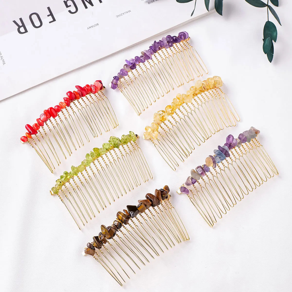 1pc Natural Stone Hair Accessories DIY Handmade Crystal Health Energy Macadam Decoration Crystal Hairpin Children's Day Gifts