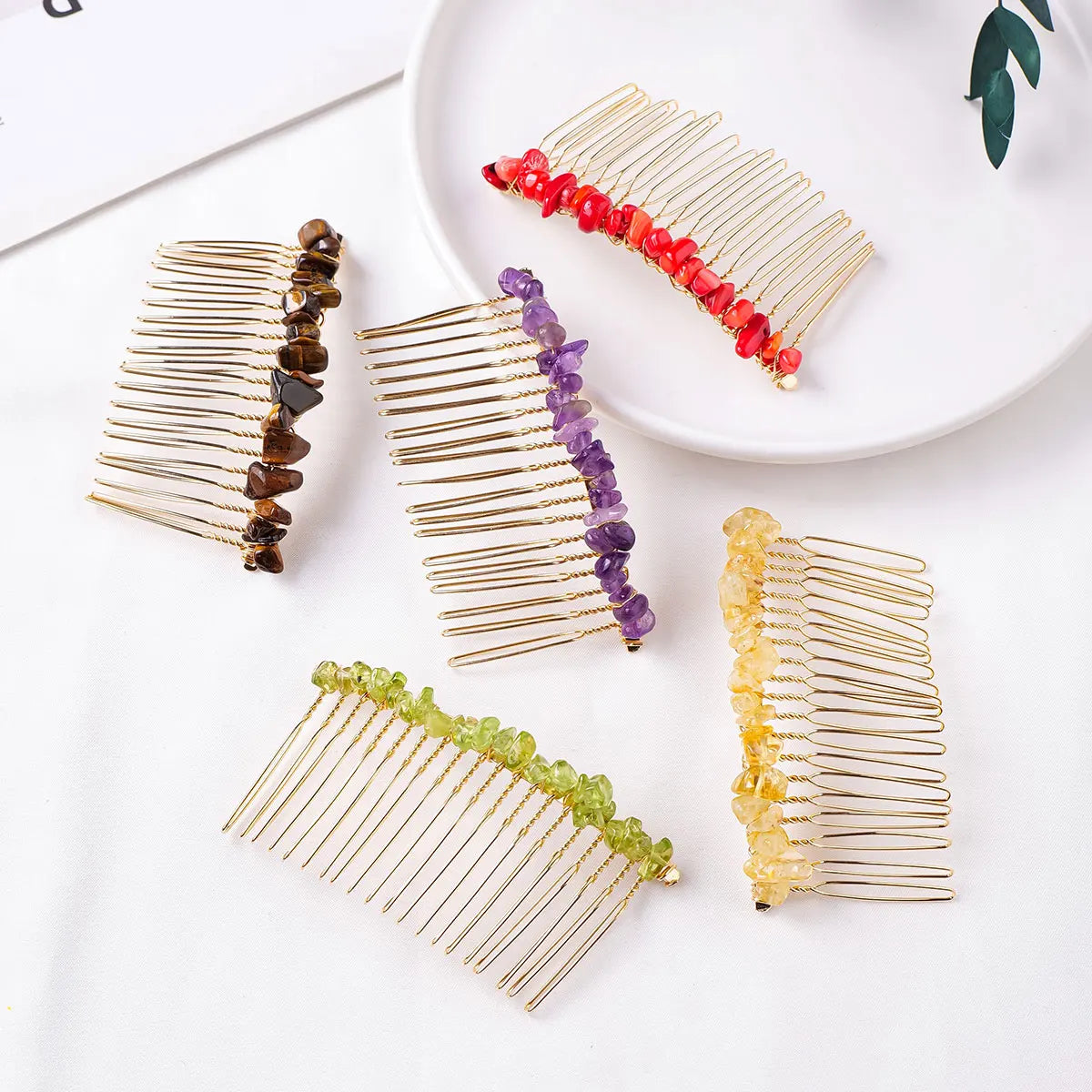 1pc Natural Stone Hair Accessories DIY Handmade Crystal Health Energy Macadam Decoration Crystal Hairpin Children's Day Gifts