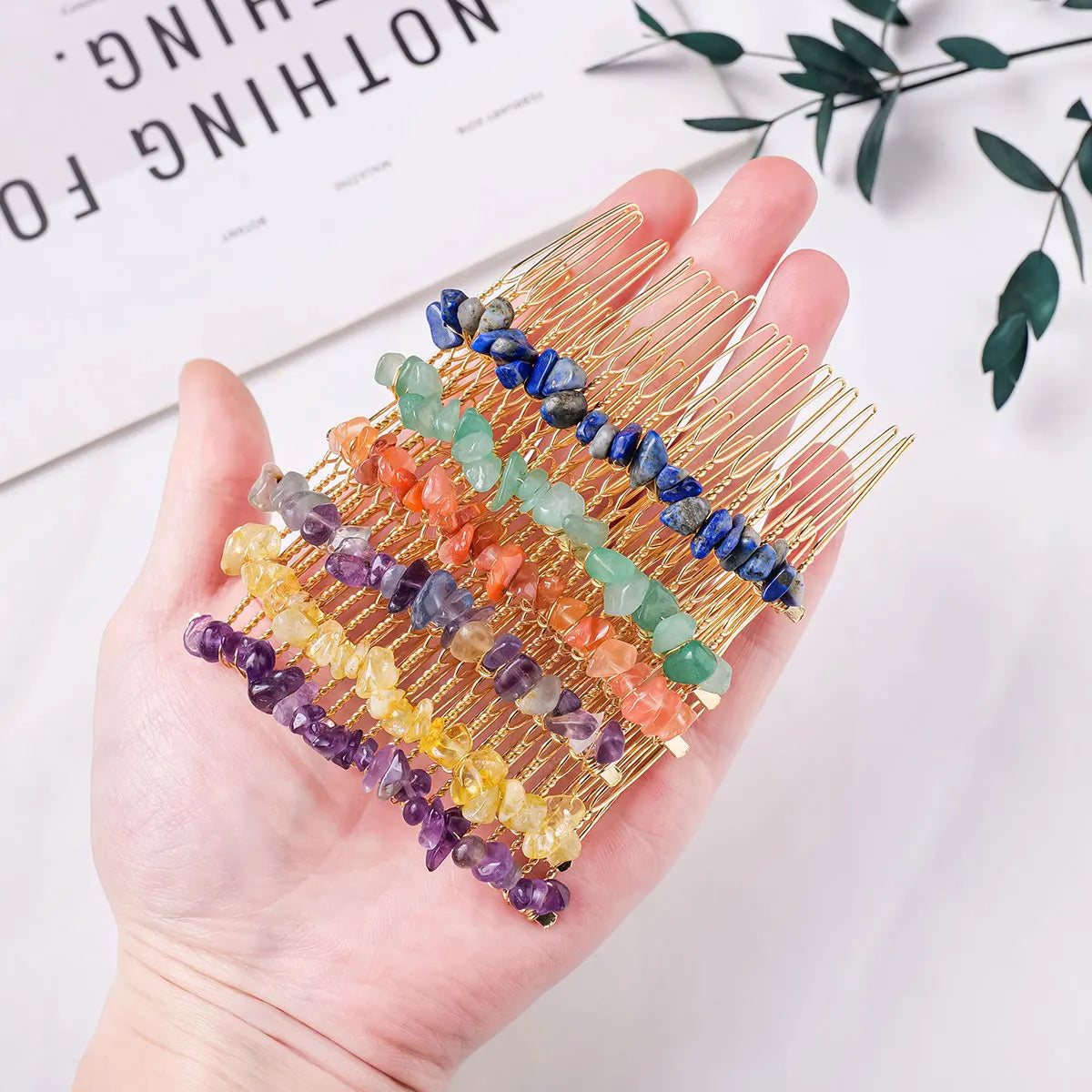 1pc Natural Stone Hair Accessories DIY Handmade Crystal Health Energy Macadam Decoration Crystal Hairpin Children's Day Gifts