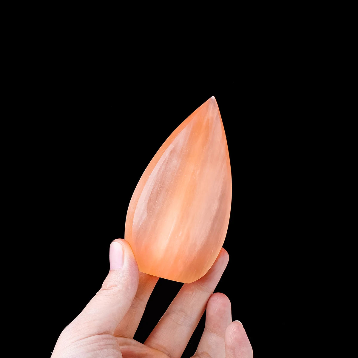 1pc Natural Stone Sculpture Orange Selenite Flame Shape Crafts Witchcraft Crystal Carving Energy Gem Summer home garden decor