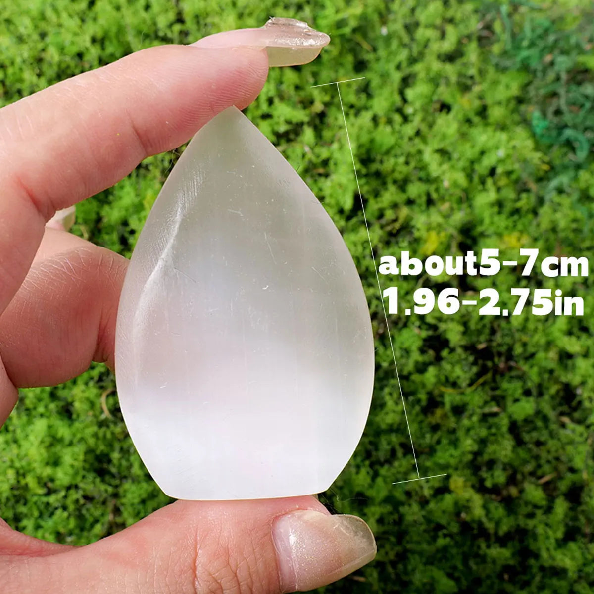 1pc Natural Stone Sculpture White Selenite Flame Shape Crafts Crystal Carving Energy Gem Home Ornament