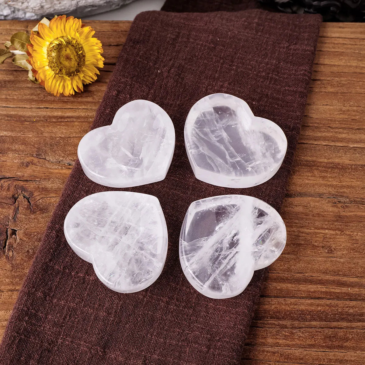 1pc Natural Stones Gem Carving Clear Quartz Plate Heart Crystal Bowl For Divination Reiki Healing Meditation Decoration