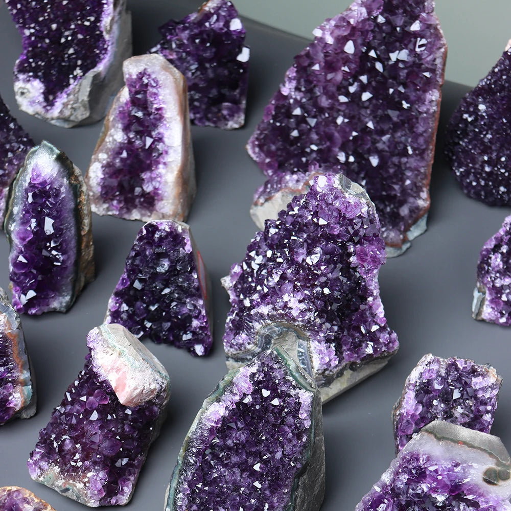 1pc Natural Uruguayan Amethyst cluster Deep violet quartz Amethyst block Irregular Stone for home decoration