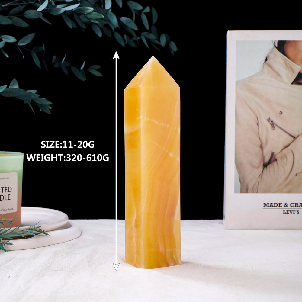 1pc Natural Yellow Jade Obelisk Crystal Quartz Four Sides Tower Home Decor Energy Crystal Healing Gems Mineral Specimen