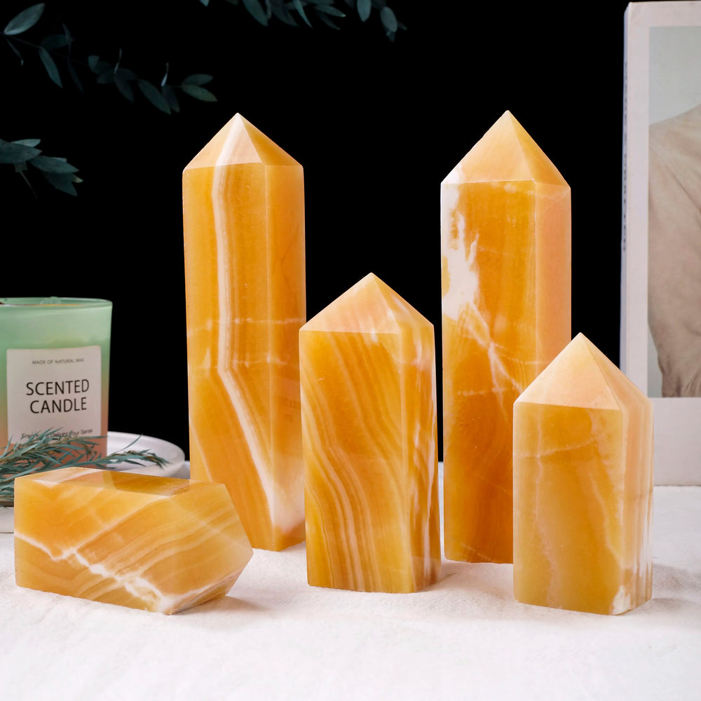 1pc Natural Yellow Jade Obelisk Crystal Quartz Four Sides Tower Home Decor Energy Crystal Healing Gems Mineral Specimen