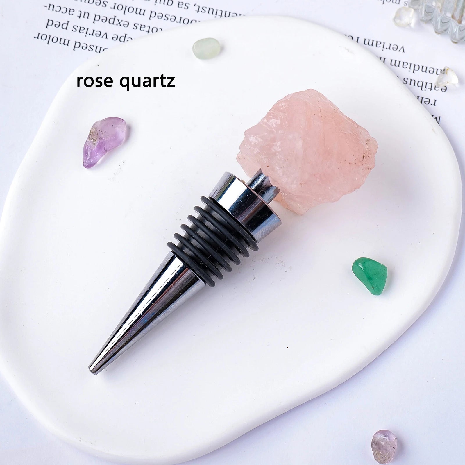 1pc Natural amethyst Rose Quartz Raw Stone Red Wine Stopper Handmade Champagne Bottle Stopper Original Stone Gift