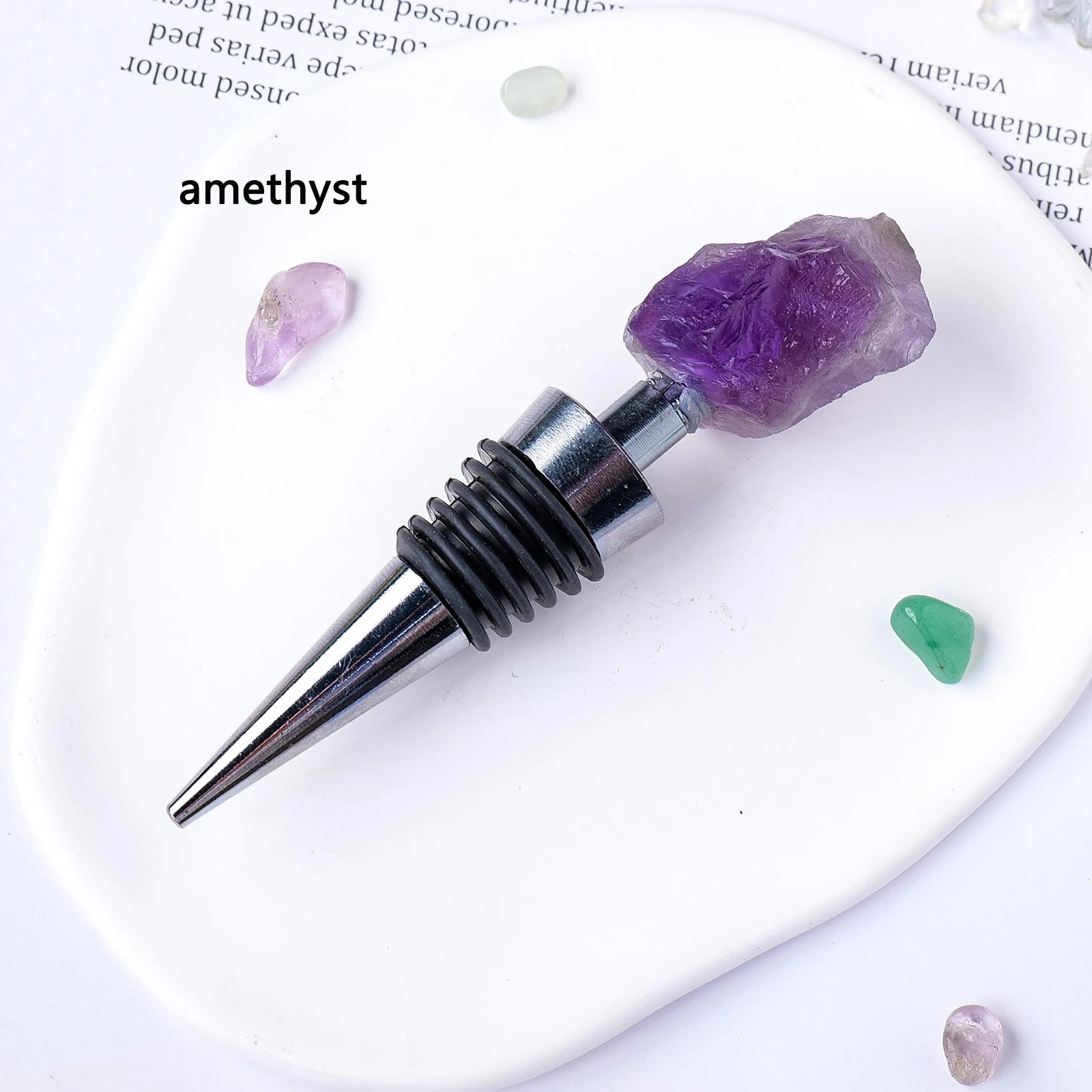 1pc Natural amethyst Rose Quartz Raw Stone Red Wine Stopper Handmade Champagne Bottle Stopper Original Stone Gift