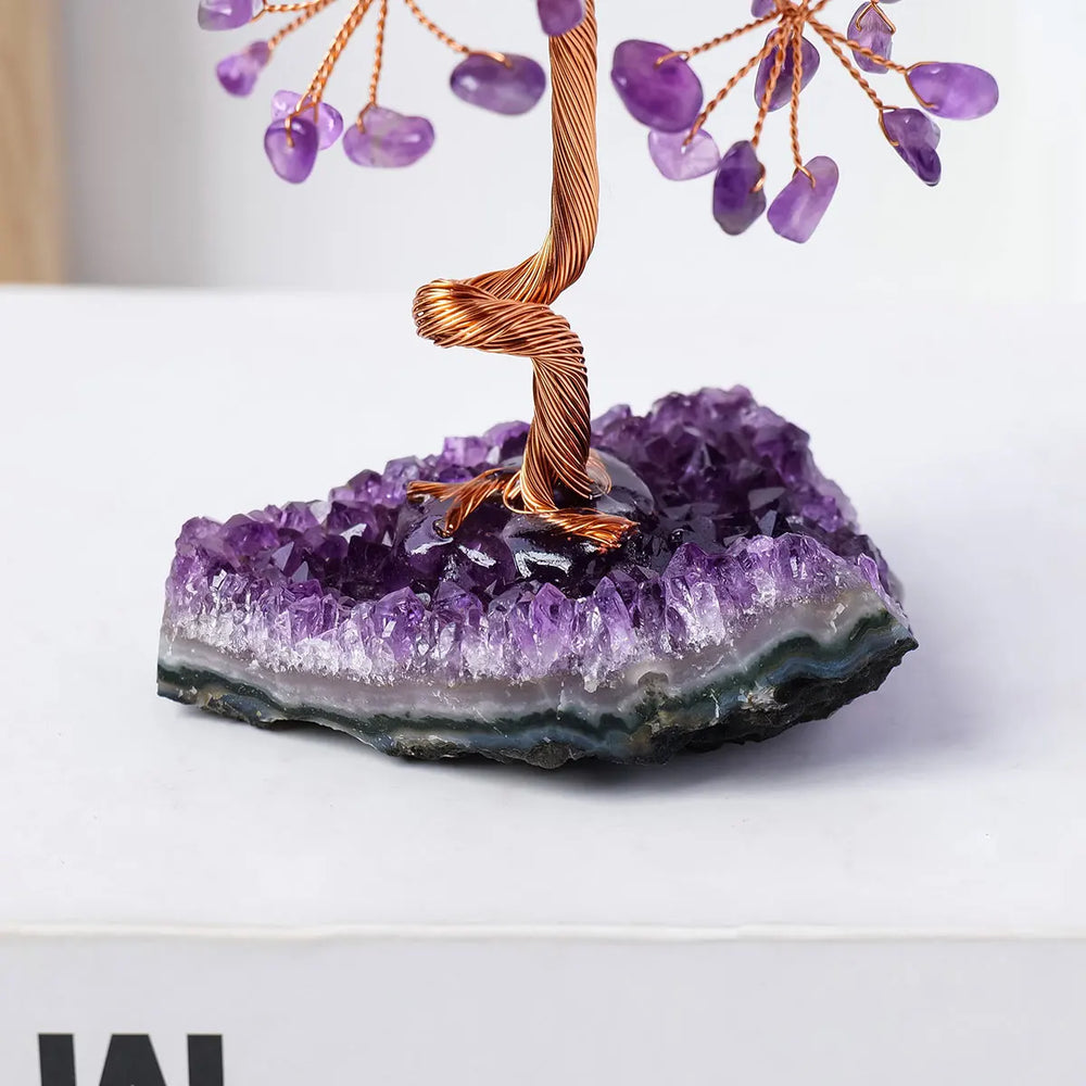 1pc Natural crystal stone Amethyst Quartz Amethyst Crystal Cluster Specimen Lucky tree Healing Christmas decorator