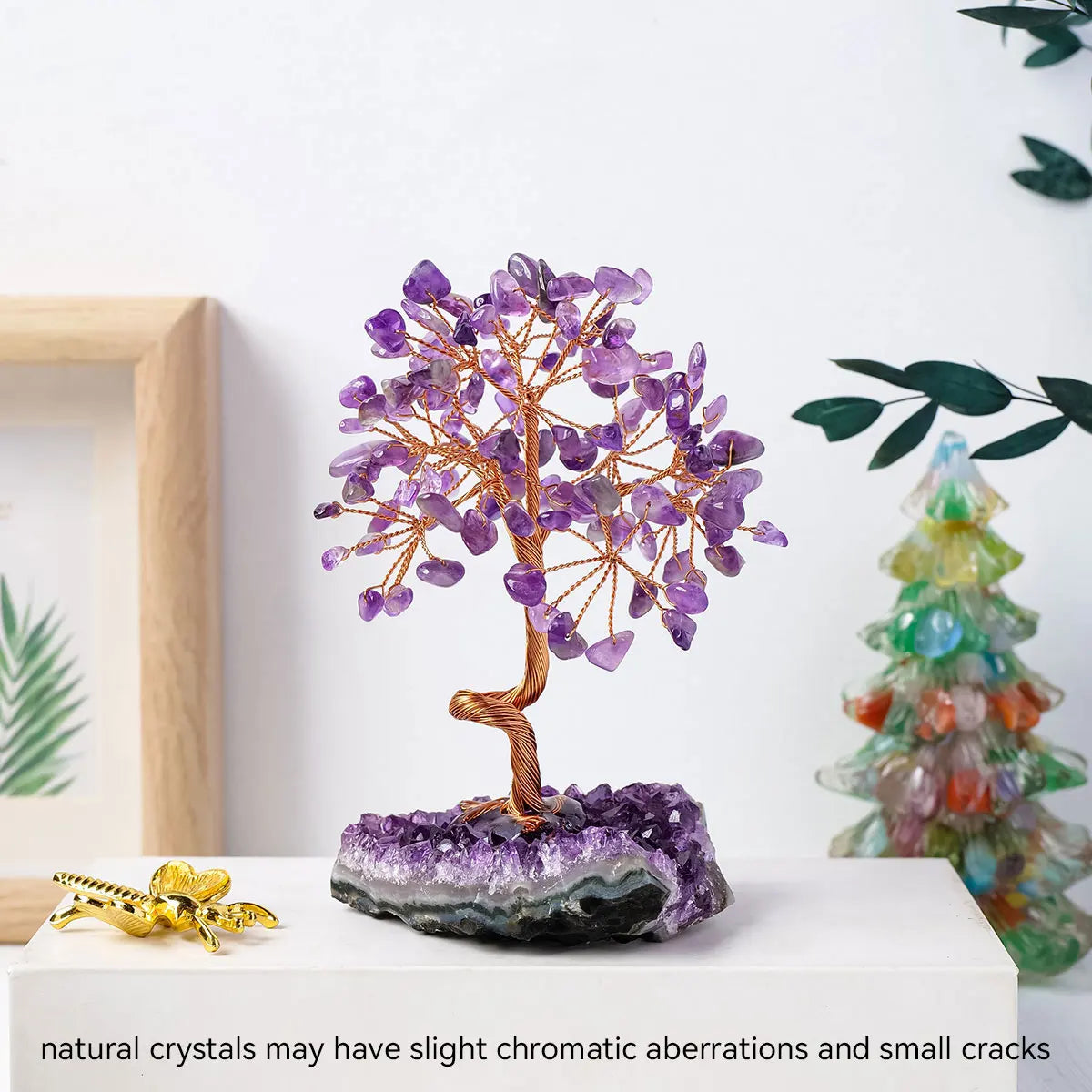 1pc Natural crystal stone Amethyst Quartz Amethyst Crystal Cluster Specimen Lucky tree Healing Christmas decorator