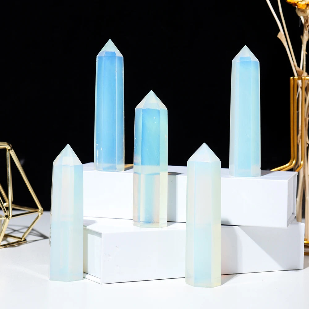 1pc Opal Hexagonal Prism Energy Crystal Magic Stick Treatment Quartz Tower Mineral Collection Decoration