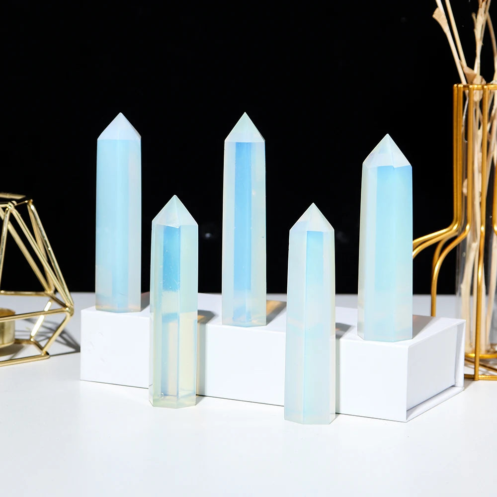 1pc Opal Hexagonal Prism Energy Crystal Magic Stick Treatment Quartz Tower Mineral Collection Decoration