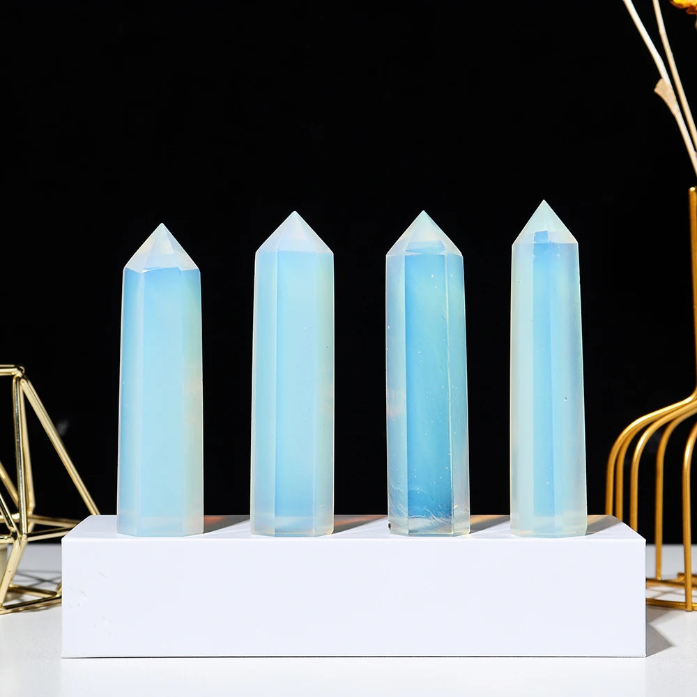 1pc Opal Hexagonal Prism Energy Crystal Magic Stick Treatment Quartz Tower Mineral Collection Decoration