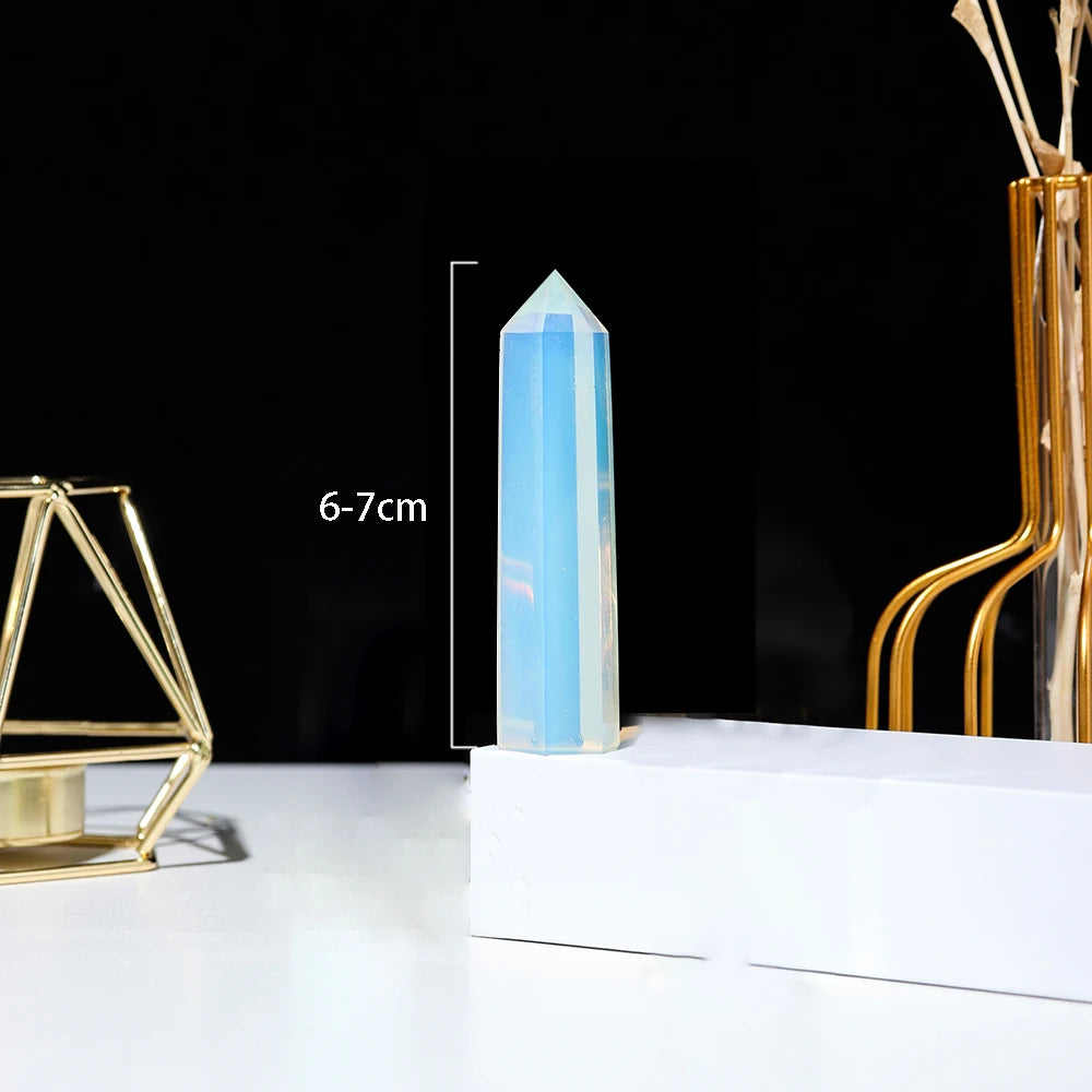 1pc Opal Hexagonal Prism Energy Crystal Magic Stick Treatment Quartz Tower Mineral Collection Decoration