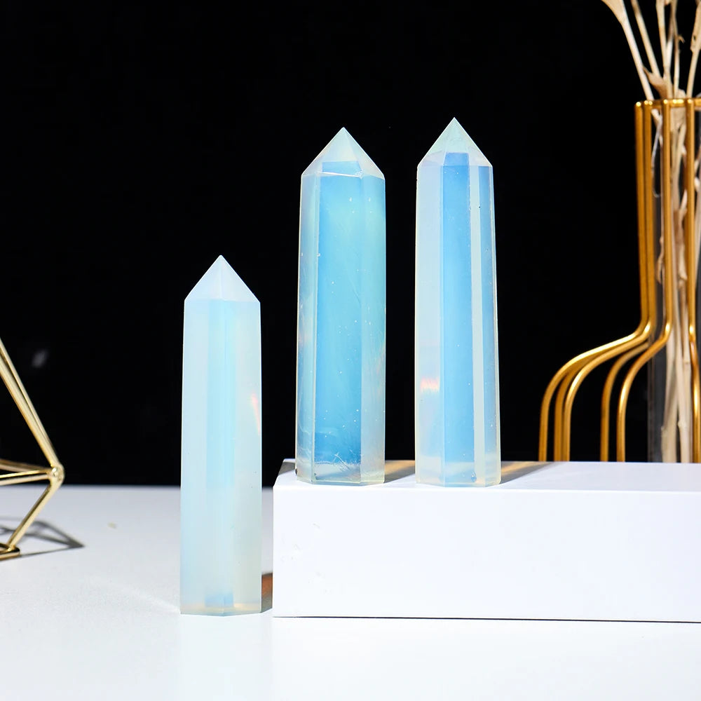 1pc Opal Hexagonal Prism Energy Crystal Magic Stick Treatment Quartz Tower Mineral Collection Decoration