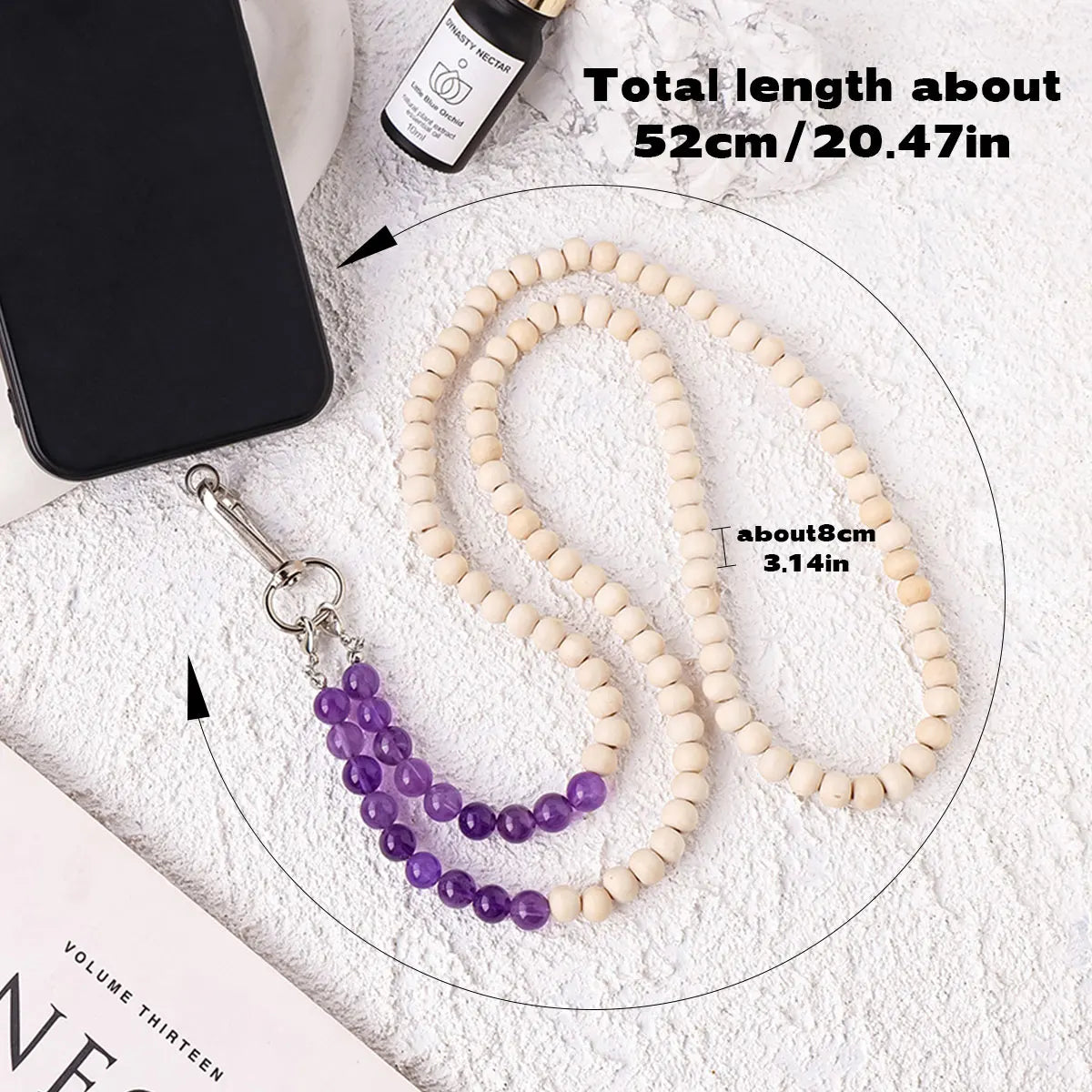 1pc Phone Chain Hanging Natural Stone Crystal Gravel DIY Key Buckle Mobile Pendant Healing Gemstone Phone Cord Rope Hanging Cord