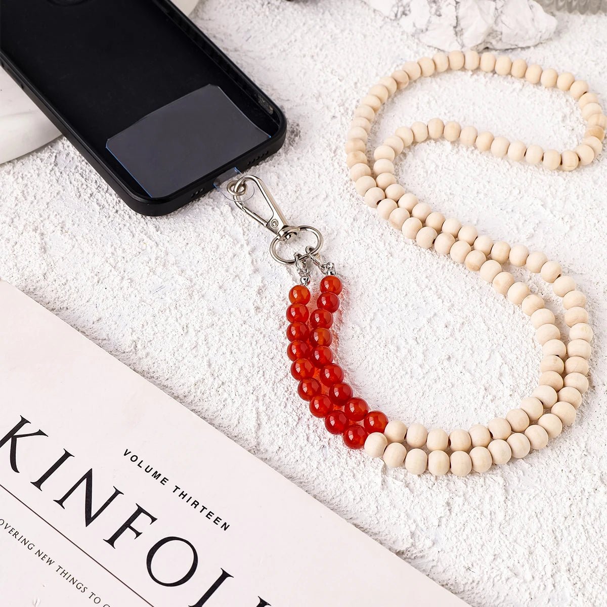 1pc Phone Chain Hanging Natural Stone Crystal Gravel DIY Key Buckle Mobile Pendant Healing Gemstone Phone Cord Rope Hanging Cord